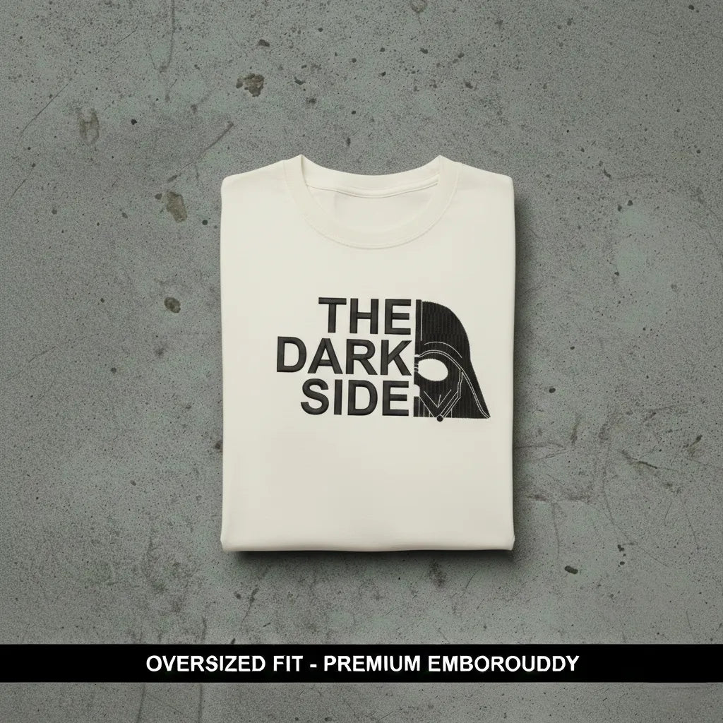 Dark Side Embroidered Off-White Oversized T-Shirt
