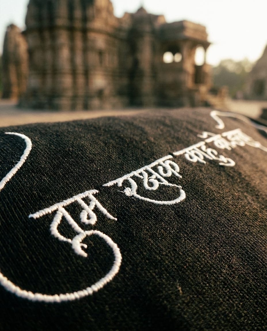 Lord Hanuman Embroidered Oversized Black T-Shirt for Men | Spiritual Streetwear Tee