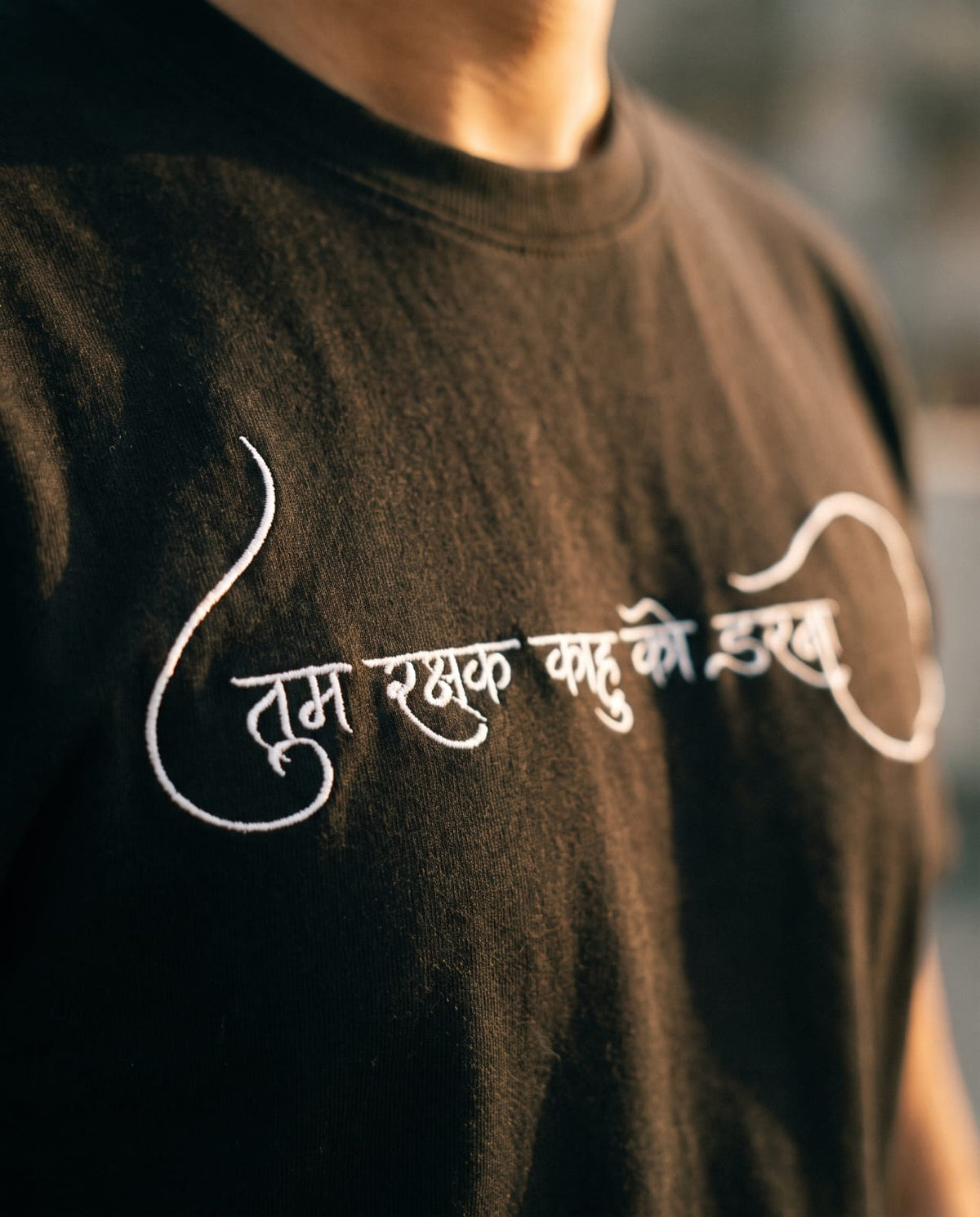 Lord Hanuman Embroidered Oversized Black T-Shirt for Men | Spiritual Streetwear Tee