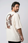 "Anetoonz premium off-white streetwear T-shirt for men with a custom equestrian-themed horse embroidery design on the back."