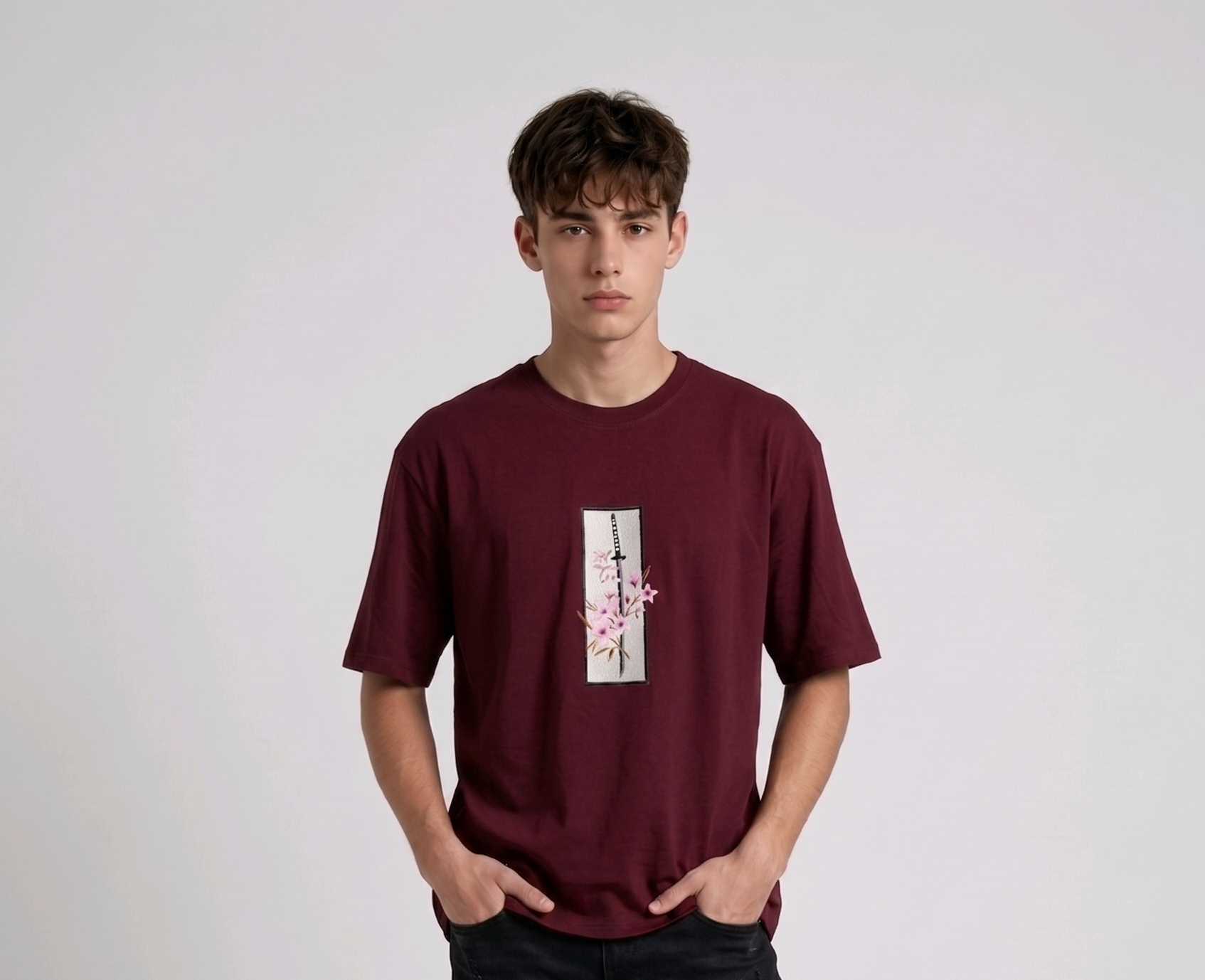 "high-density direct embroidery" to emphasize the premium quality and design technique.