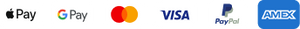 Logos of major payment processors including Apple Pay, Google Pay, Mastercard, Visa, PayPal, and American Express.